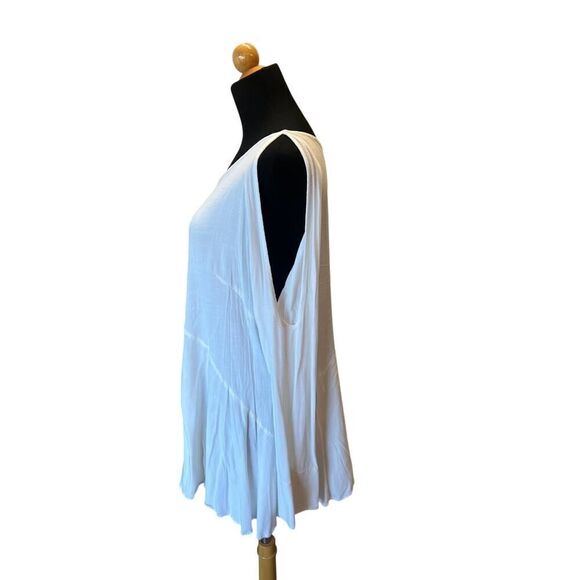 FREE PEOPLE ONE SHOULDER TIE WHITE TUNIC SIZE MEDIUM - Picture 2 of 5